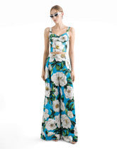 Cotton corset top with gardenia print -  | Dolce &amp; Gabbana