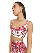 Majolica-print charmeuse top -  | Dolce & Gabbana