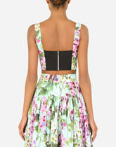 Bluebell-print poplin corset top -  | Dolce & Gabbana