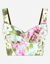 Bluebell-print poplin corset top -  | Dolce & Gabbana