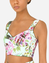 Bluebell-print poplin corset top -  | Dolce & Gabbana