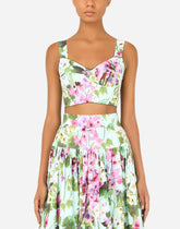 Bluebell-print poplin corset top -  | Dolce & Gabbana