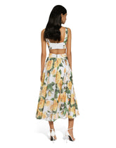 Sequined corset top with yellow rose print -  | Dolce & Gabbana