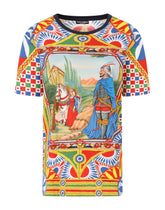 Short-sleeved Carretto-print jersey T-shirt -  | Dolce & Gabbana