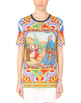 Short-sleeved Carretto-print jersey T-shirt -  | Dolce & Gabbana