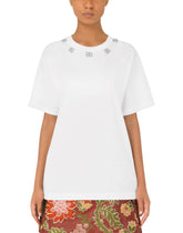 Jersey T-shirt with crystal DG embellishment -  | Dolce &amp; Gabbana