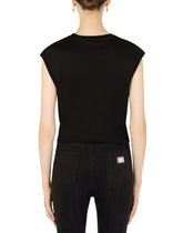 Jersey tank top with “Bellissima” print and knot detail -  | Dolce &amp; Gabbana