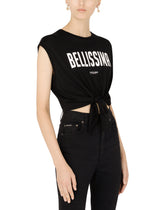 Jersey tank top with “Bellissima” print and knot detail -  | Dolce &amp; Gabbana