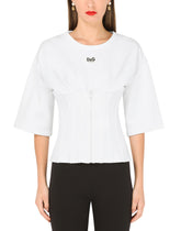 Jersey T-shirt with bustier details and DG embellishment -  | Dolce & Gabbana