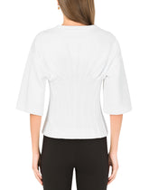 Jersey T-shirt with bustier details and DG embellishment -  | Dolce & Gabbana
