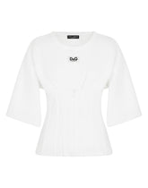 Jersey T-shirt with bustier details and DG embellishment -  | Dolce & Gabbana
