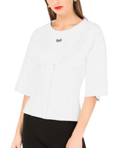 Jersey T-shirt with bustier details and DG embellishment -  | Dolce & Gabbana