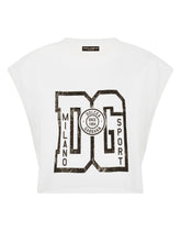 Cropped jersey T-shirt with DG print -  | Dolce & Gabbana