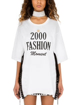 Jersey T-shirt with lacing and 2000 fashion print -  | Dolce & Gabbana