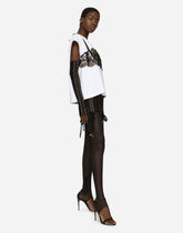 Jersey T-shirt with lace bustier detail -  | Dolce & Gabbana