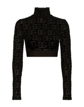 Long-sleeved jersey jacquard top with DG logo -  | Dolce & Gabbana