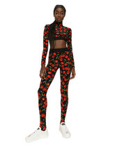 Cherry-print technical jersey turtle-neck top with branded elastic -  | Dolce & Gabbana