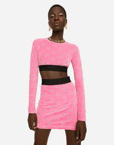 Flocked jersey T-shirt with all-over DG logo -  | Dolce &amp; Gabbana