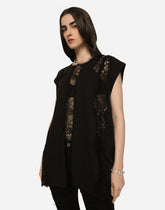 Jersey T-shirt with lace inserts -  | Dolce &amp; Gabbana