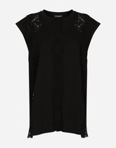 Jersey T-shirt with lace inserts -  | Dolce &amp; Gabbana