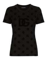 Jersey T-shirt with all-over flocked DG logo -  | Dolce &amp; Gabbana