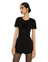 Jersey T-shirt with all-over flocked DG logo -  | Dolce &amp; Gabbana
