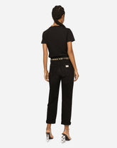 Jersey T-shirt with logo embroidery on neck -  | Dolce &amp; Gabbana
