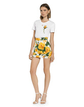 Jersey T-shirt with DG logo and yellow rose-embroidered patch -  | Dolce &amp; Gabbana
