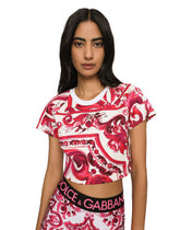 Cropped Majolica-print jersey T-shirt -  | Dolce & Gabbana