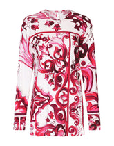 Long-sleeved Majolica-print organzine blouse -  | Dolce & Gabbana