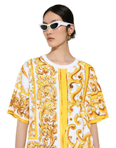Cotton jersey T-shirt with majolica print -  | Dolce &amp; Gabbana