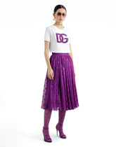 Jersey t-shirt with lace inlay -  | Dolce &amp; Gabbana
