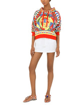 Cropped jersey hoodie with Carretto print -  | Dolce & Gabbana