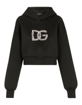 Technical jersey hoodie with crystal-embellished DG logo -  | Dolce &amp; Gabbana