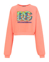 Cropped jersey sweatshirt with DG logo print -  | Dolce & Gabbana