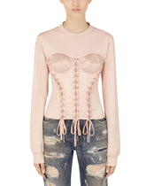 Interlock and satin sweatshirt with laces and eyelets -  | Dolce &amp; Gabbana