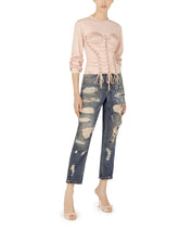 Interlock and satin sweatshirt with laces and eyelets -  | Dolce &amp; Gabbana