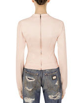 Interlock and satin sweatshirt with laces and eyelets -  | Dolce &amp; Gabbana