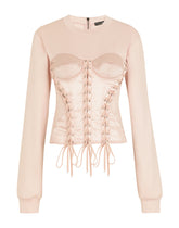 Interlock and satin sweatshirt with laces and eyelets -  | Dolce &amp; Gabbana