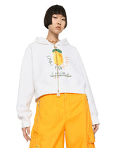 Cropped lemon-print jersey hoodie with DG logo -  | Dolce & Gabbana