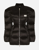 Waterproof nylon down jacket with branded tag -  | Dolce &amp; Gabbana