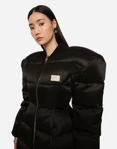 Waterproof nylon down jacket with branded tag -  | Dolce &amp; Gabbana