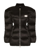 Waterproof nylon down jacket with branded tag -  | Dolce &amp; Gabbana