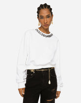 Cropped jersey sweatshirt with logo embroidery on neck -  | Dolce &amp; Gabbana