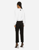 Cropped jersey sweatshirt with logo embroidery on neck -  | Dolce &amp; Gabbana