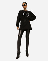 Cropped jersey sweatshirt with DG logo patch -  | Dolce &amp; Gabbana