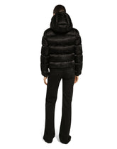 Padded satin jacquard down jacket with all-over DG logo -  | Dolce &amp; Gabbana