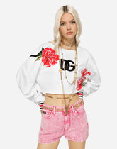 Jersey sweatshirt with carnation patch -  | Dolce &amp; Gabbana