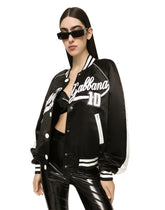 Satin varsity bomber jacket with Dolce&amp;Gabbana embroidery -  | Dolce &amp; Gabbana