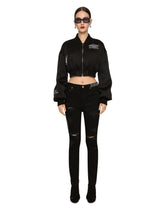 Short satin bomber jacket with DGVIB3 print -  | Dolce & Gabbana